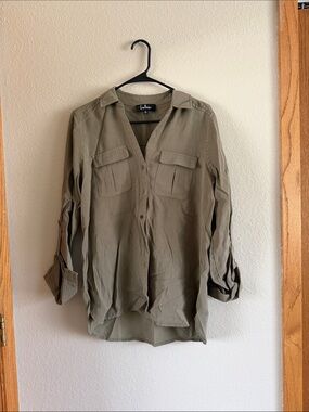 Lulu's Olive Green Button-Down Utility Shirt